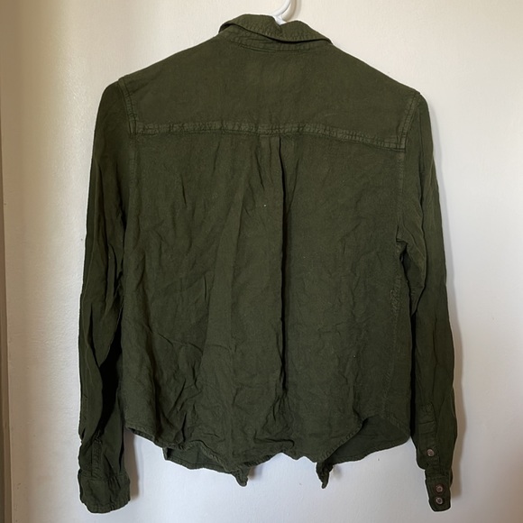 Forever 21 olive green, long sleeve button-up shirt. - Picture 4 of 5